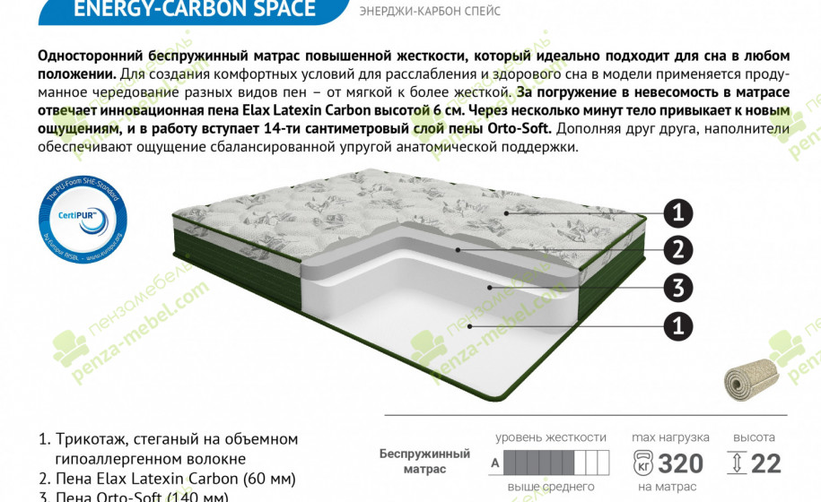 Матрас «Energy-carbon space»