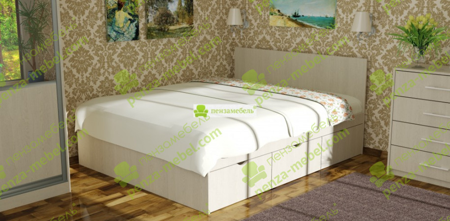 Кровать «Юнона 4» с матрасом + 3 бельевых ящика